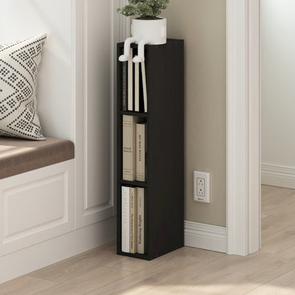 FULDA Book Shelf, 3-Tier Narrow Storage Cabinet, Blackwood