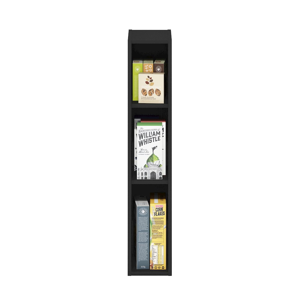 FULDA Book Shelf, 3-Tier Narrow Storage Cabinet, Blackwood