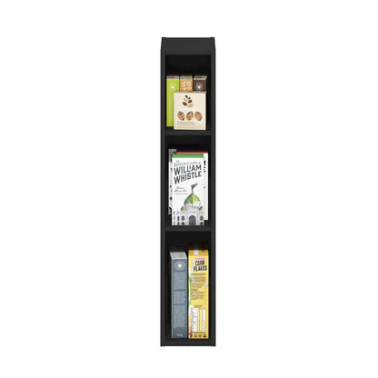 FULDA Book Shelf, 3-Tier Narrow Storage Cabinet, Blackwood