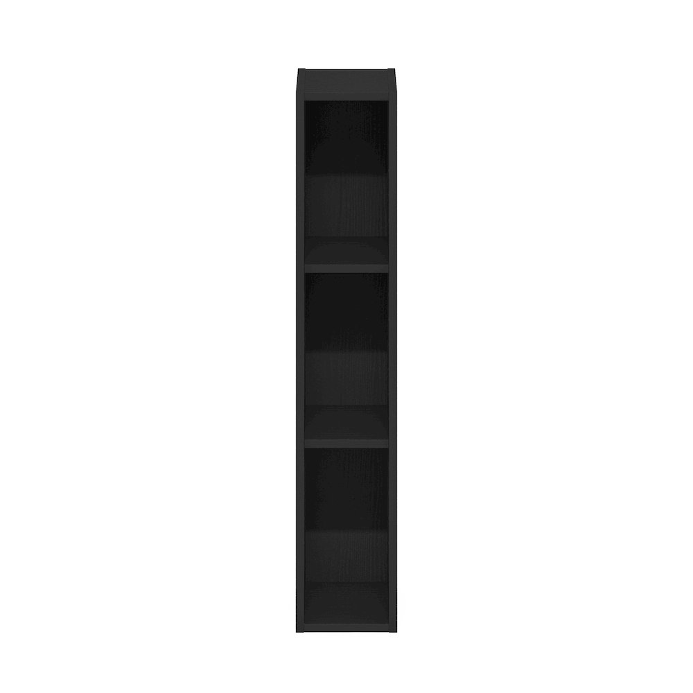 FULDA Book Shelf, 3-Tier Narrow Storage Cabinet, Blackwood
