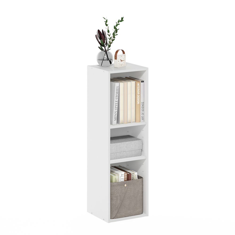 FULDA Book Shelf, 3-Tier Narrow Storage Cabinet, White