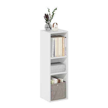 FULDA Book Shelf, 3-Tier Narrow Storage Cabinet, White