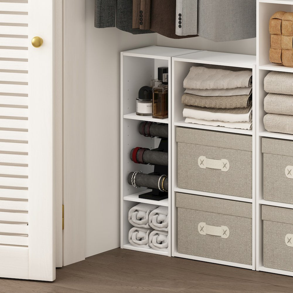 FULDA Book Shelf, 3-Tier Narrow Storage Cabinet, White