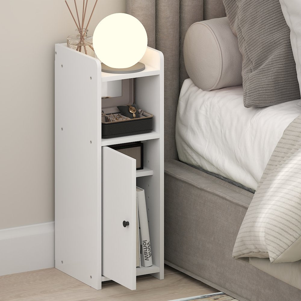 FULDA Night Stand, 4-Tier, Narrow End Table, 24H, White