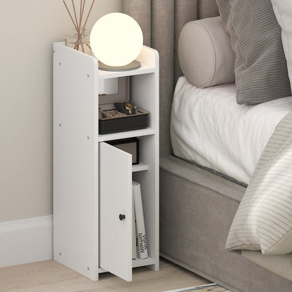 FULDA Night Stand, 4-Tier, Narrow End Table, 24H, White