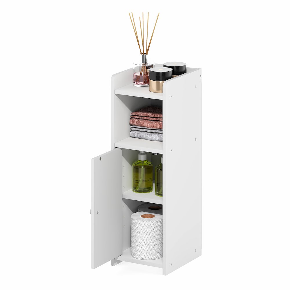 FULDA Night Stand, 4-Tier, Narrow End Table, 24H, White