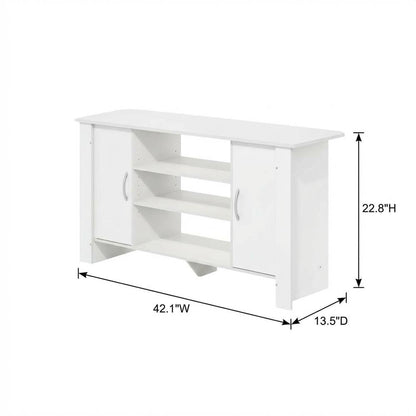 TV Stand with Wood Finish and Storage Shelves