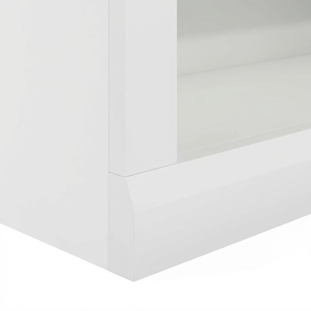 Engineered Wood White Bookcase with Spacious Shelves for Living Room Storage