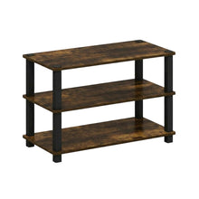 3-Tier Shoe Rack, Amber Composite Wood, PVC Tubes, Tool-Free