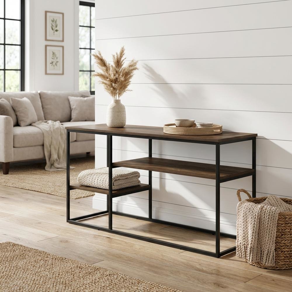 Modern TV stand, up to 50-inch TVs in Columbia Walnut finish, composite wood