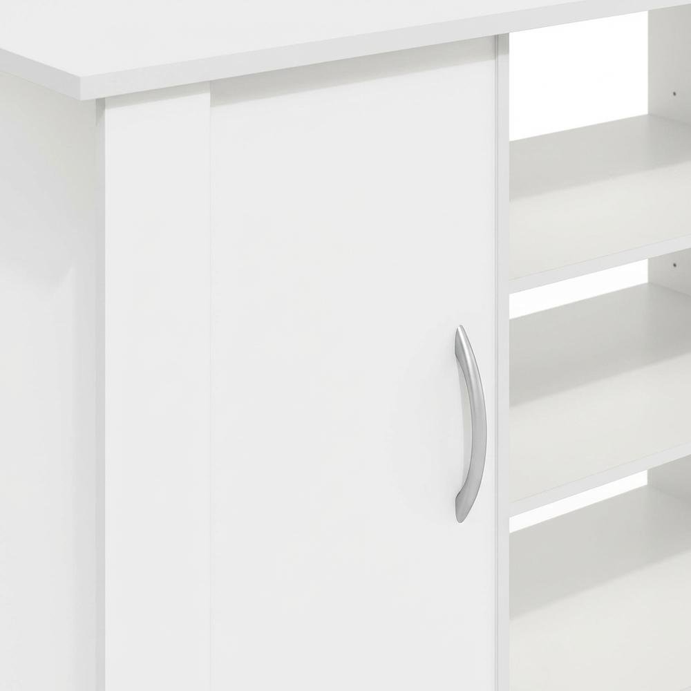 TV Stand with Wood Finish and Storage Shelves