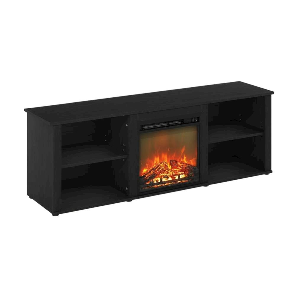 Engineered Wood TV Stand with Fireplace, Americano Finish, 70-Inch Wide