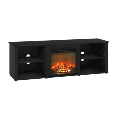 Engineered Wood TV Stand with Fireplace, Americano Finish, 70-Inch Wide