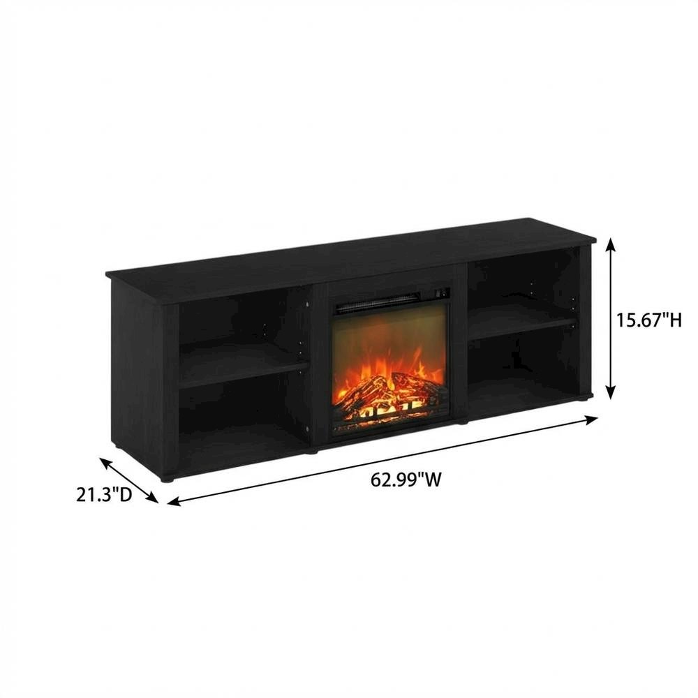 Engineered Wood TV Stand with Fireplace, Americano Finish, 70-Inch Wide