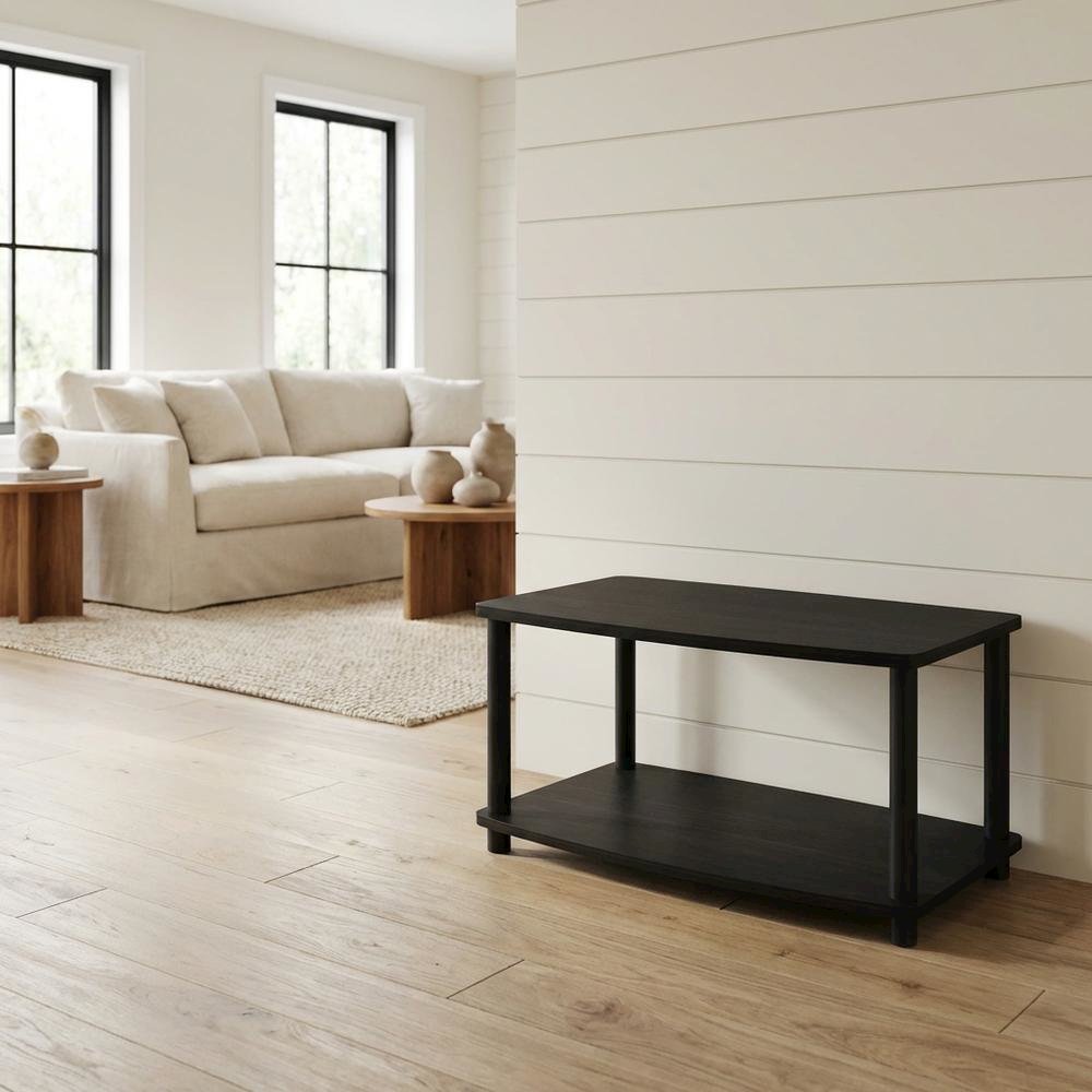 Espresso/Black Turn-N-Tube 2-Tier Elevated TV Stand with No Tools Assembly