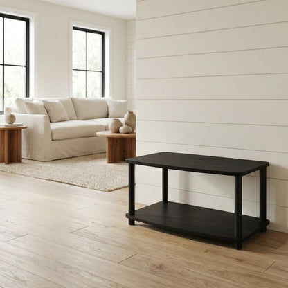 Espresso/Black Turn-N-Tube 2-Tier Elevated TV Stand with No Tools Assembly