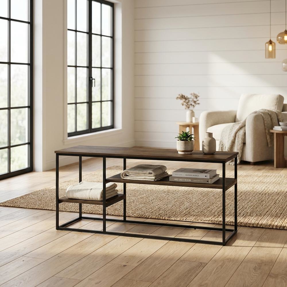 Modern TV stand, up to 50-inch TVs in Columbia Walnut finish, composite wood