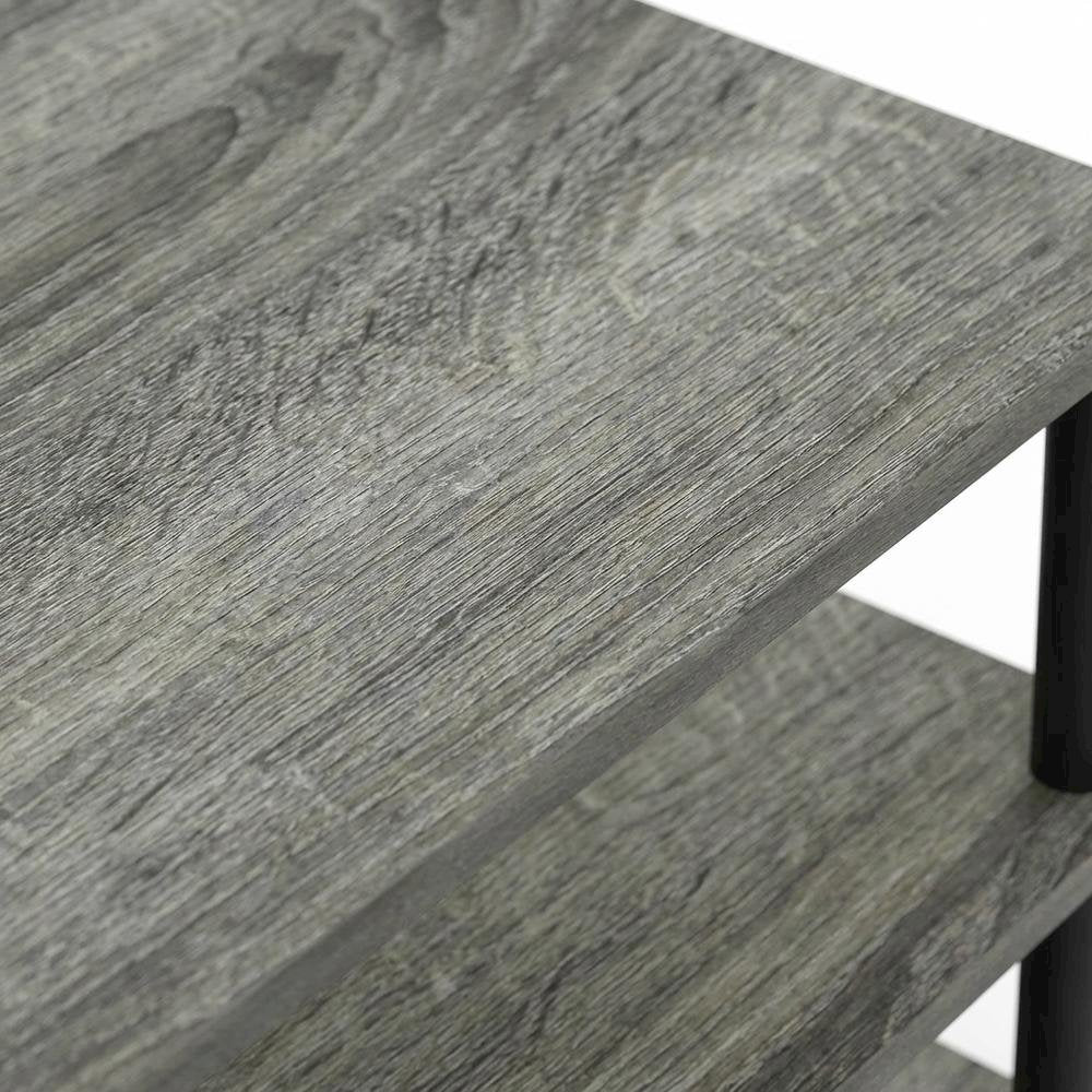 Engineered Wood TV stand, French Oak Grey, Black finish, 4-Tier Storage