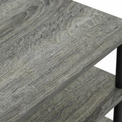 Engineered Wood TV stand, French Oak Grey, Black finish, 4-Tier Storage