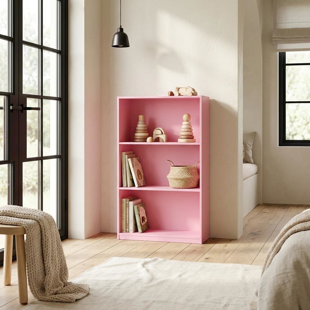 3-Tier Bookcase with Multi-Level Storage and Sturdy Engineered Wood Construction