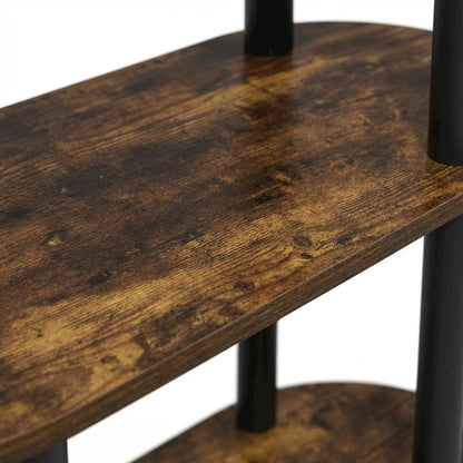 Amber Pine and Black 3-Tier Oval Side Table with Open Shelves for Living Room