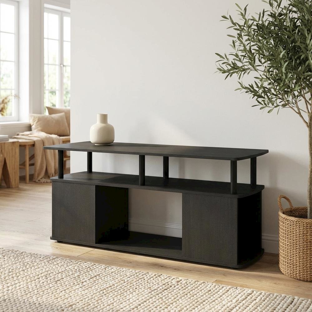 Black Utility Coffee Table with Open Storage and Modern Design