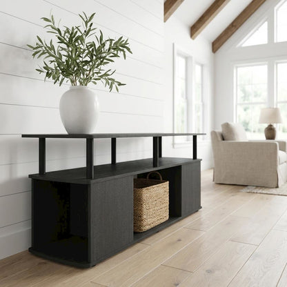 Black Utility Coffee Table with Open Storage and Modern Design