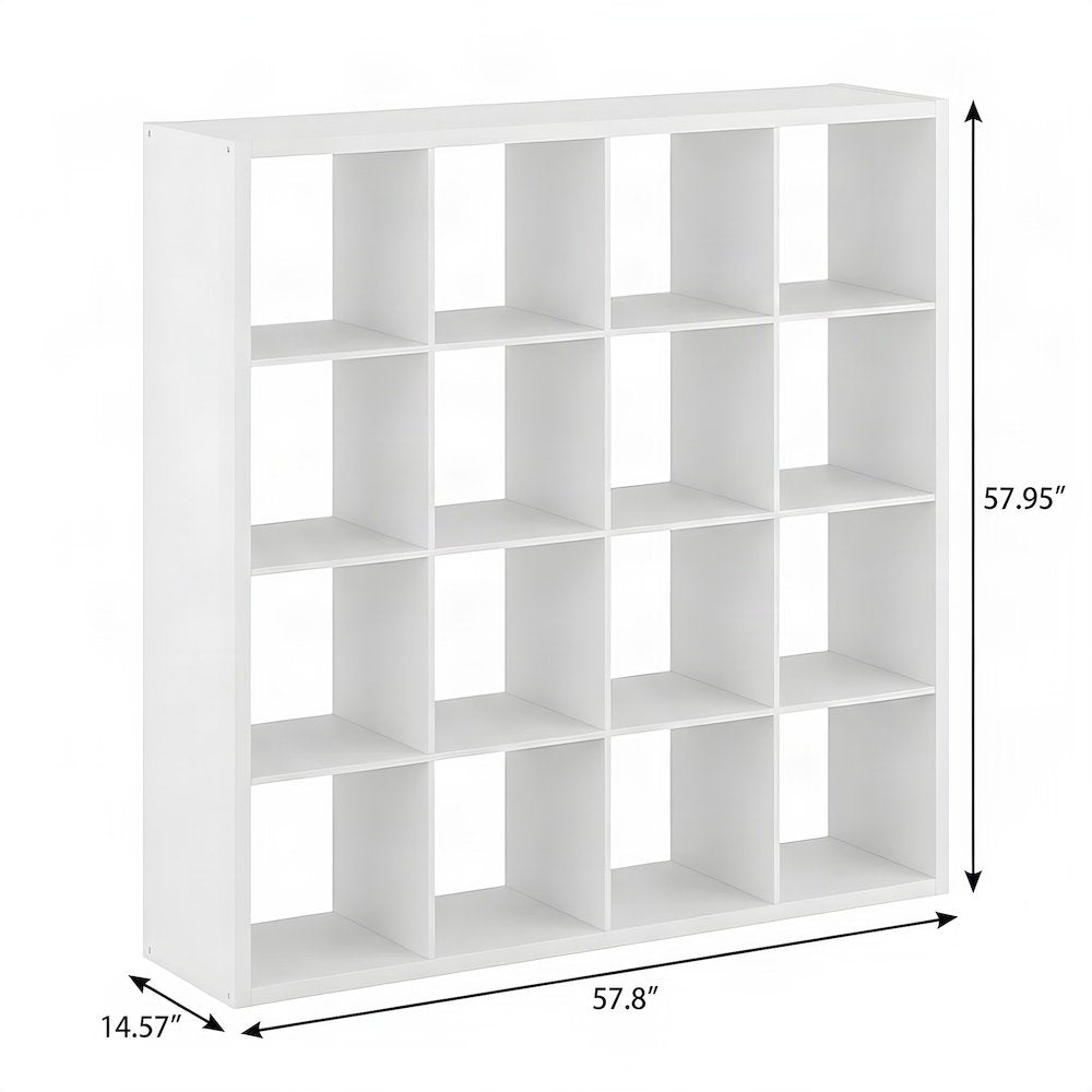 Engineered Wood 16-Cube Open-Back Storage Cabinet, White