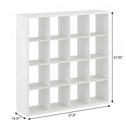 Engineered Wood 16-Cube Open-Back Storage Cabinet, White
