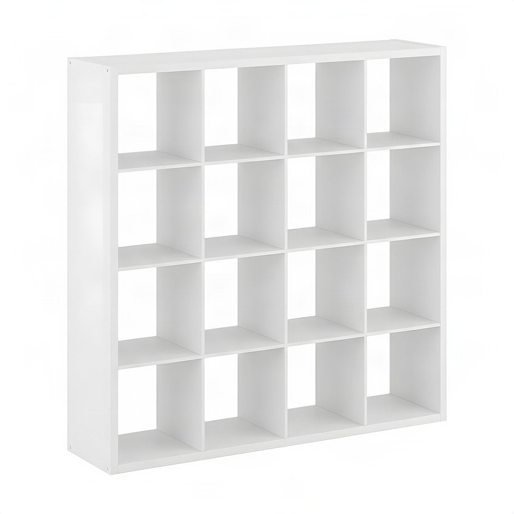 Engineered Wood 16-Cube Open-Back Storage Cabinet, White