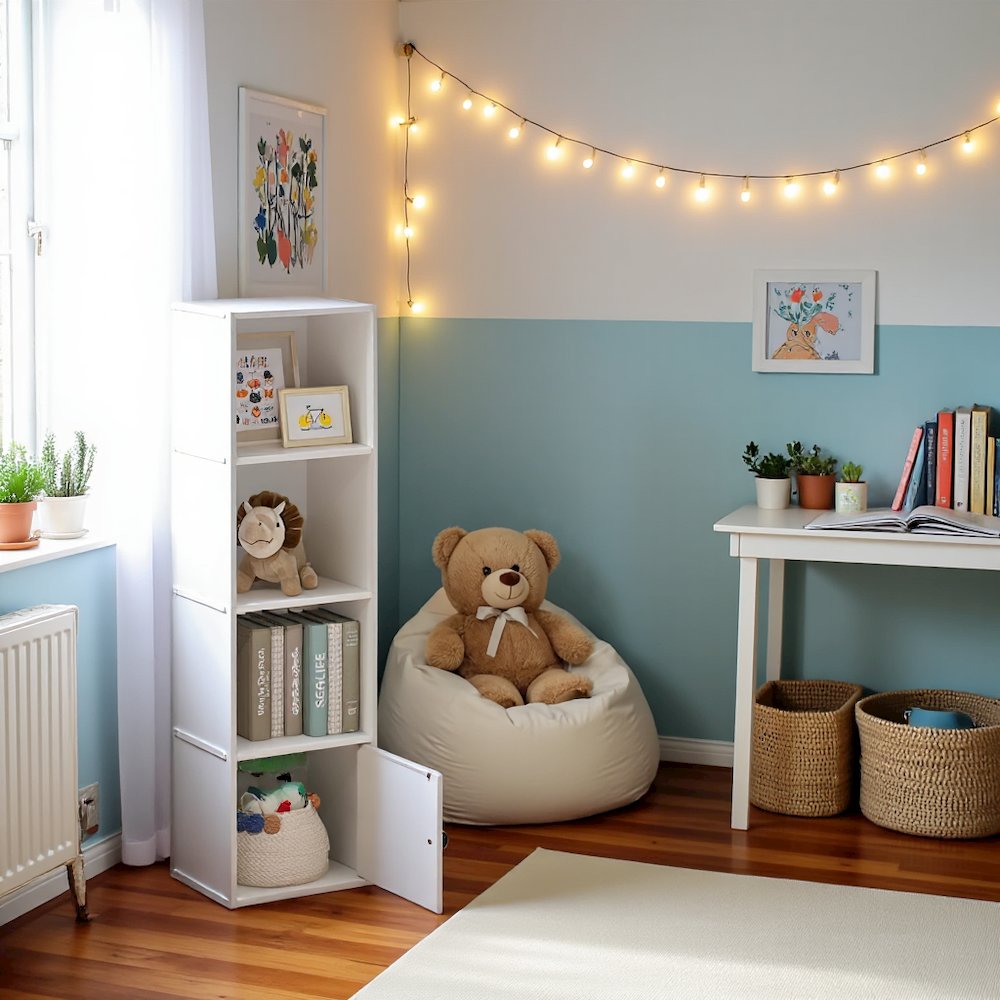 Engineered Wood Book Shelf with Engineered Wood Shelves and Lower Cabinet