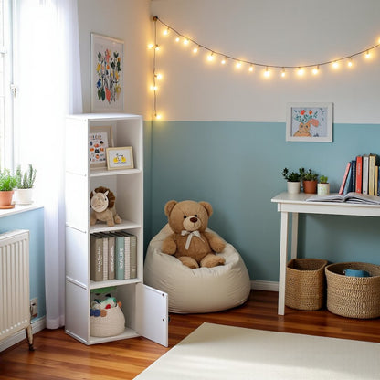 Engineered Wood Book Shelf with Engineered Wood Shelves and Lower Cabinet