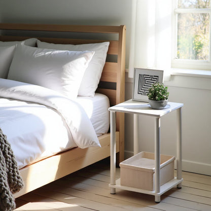 Engineered Wood End Tables Set of 2 with Storage Shelves for Living Room