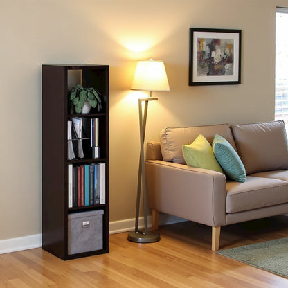 Engineered Wood 4 Cube Storage Organizer with Open Back Vertical Cube Storage