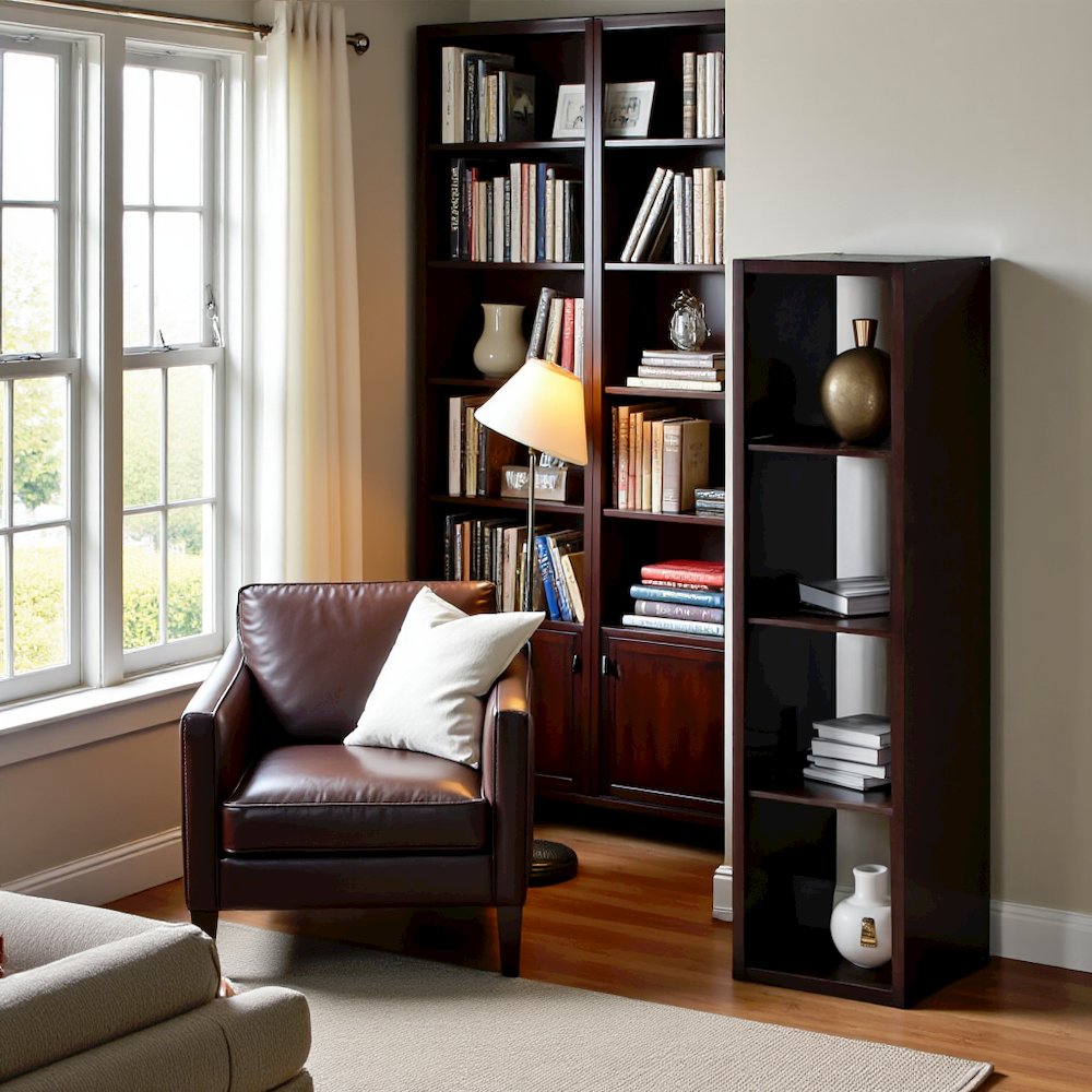 Engineered Wood 4 Cube Storage Organizer with Open Back Vertical Cube Storage