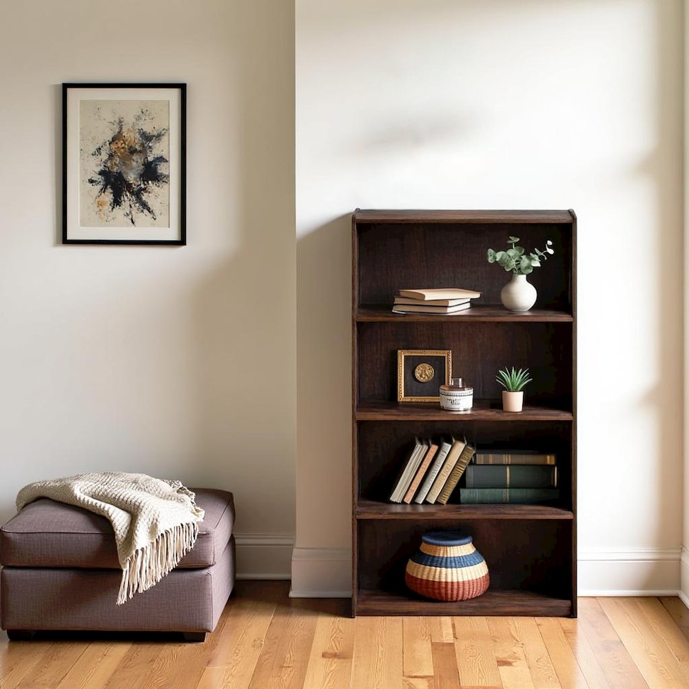 Engineered Wood Book Shelf with Four Tiers of Engineered Wood Shelves