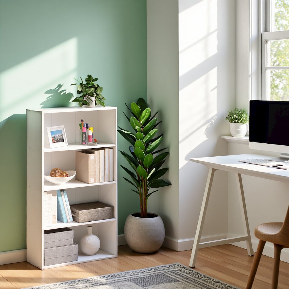 Engineered Wood Book Shelf with Four Open Engineered Wood Shelves