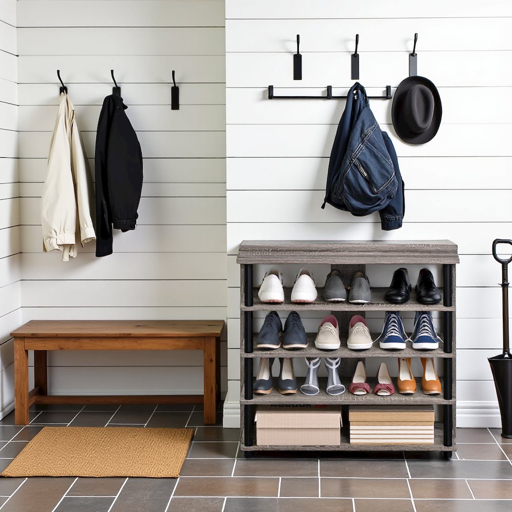 Engineered Wood 5-Tier Shoe Rack Organizer for Entryway and Home Storage