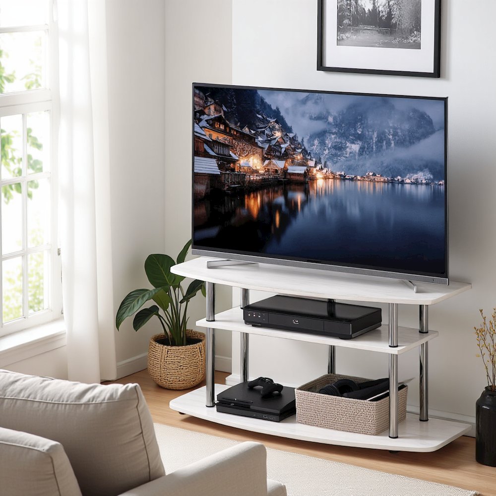 Engineered Wood 50 Inch TV Stand with 3-Tier Shelves, Modern TV Console