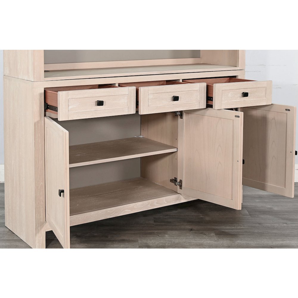 Arched Wood Bar Hutch with Glass Storage