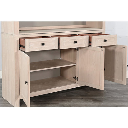 Arched Wood Bar Hutch with Glass Storage