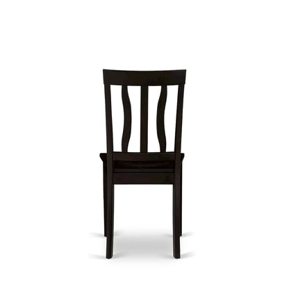 Antique Dining Room Chairs - Slat Back Wooden Seat Chairs, Set of 2