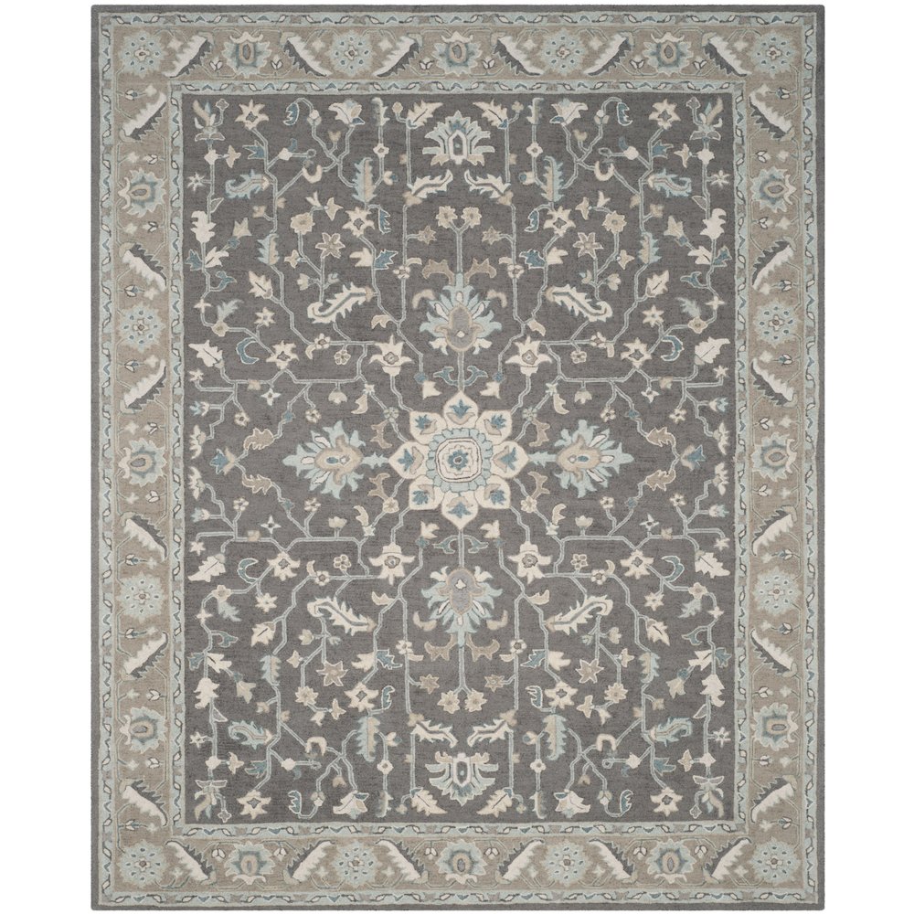 BLOSSOM, DARK GREY / LIGHT BROWN, 10' X 14', Area Rug