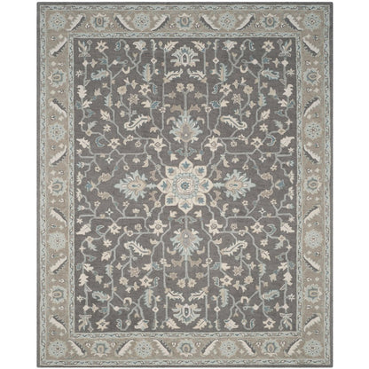 BLOSSOM, DARK GREY / LIGHT BROWN, 10' X 14', Area Rug
