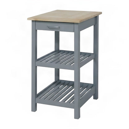 FurniFact Kitchen Island with Solid Wood Top, Slate Gray