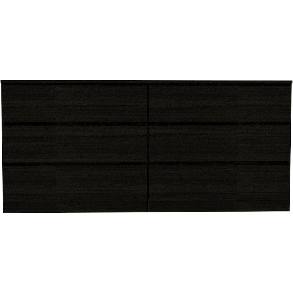 Asteria 6 Drawer Double Dresser Black MDF