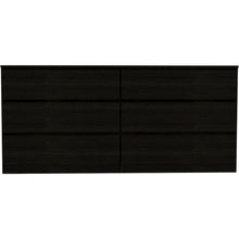 Asteria 6 Drawer Double Dresser Black MDF
