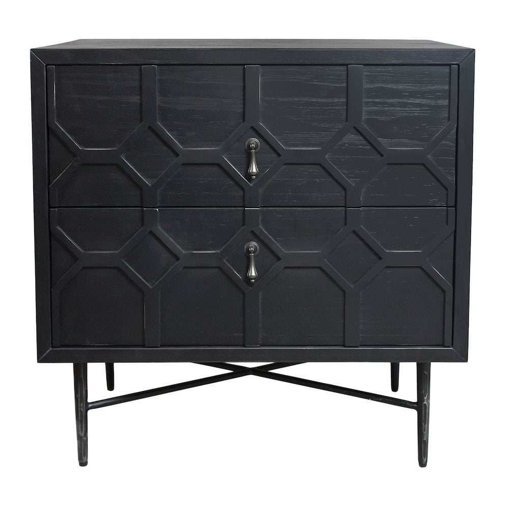 Samara 2-Drawer Small Nightstand - Black