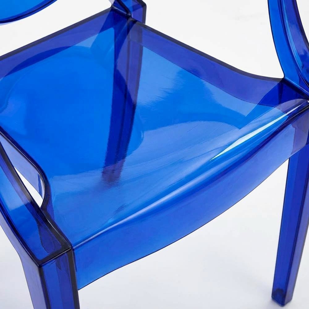 Acrylic Stackable Dining Armchair, Contoured Back, Blue