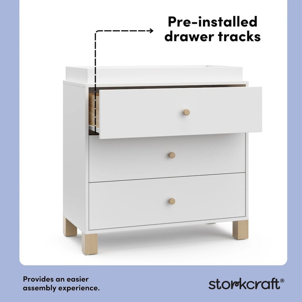 California 3 Drawer Chest With Topper - White with Driftwood